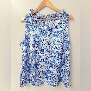 Talbots Paisley Ruffled Bib Collar Blouse NWOT